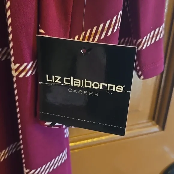 Liz Claiborne-Burgundy squared print dress pollover Sz XL NWT. - Picture 4 of 10